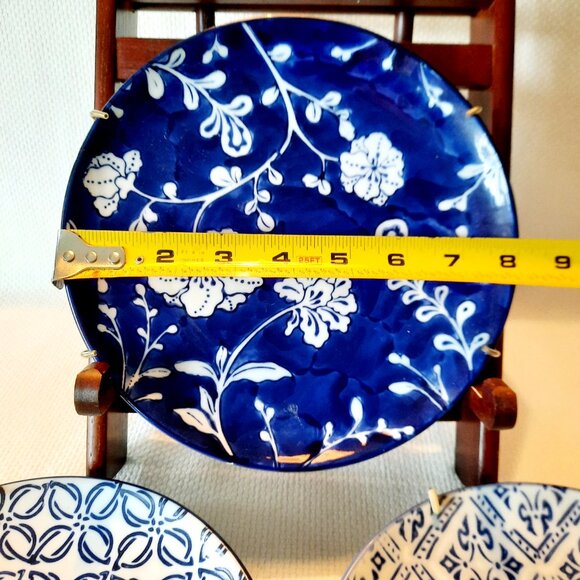 Set of 3 Vagabond Vintage Porcelain Blue/White Plates with Hangers, 8" - Picture 2 of 8